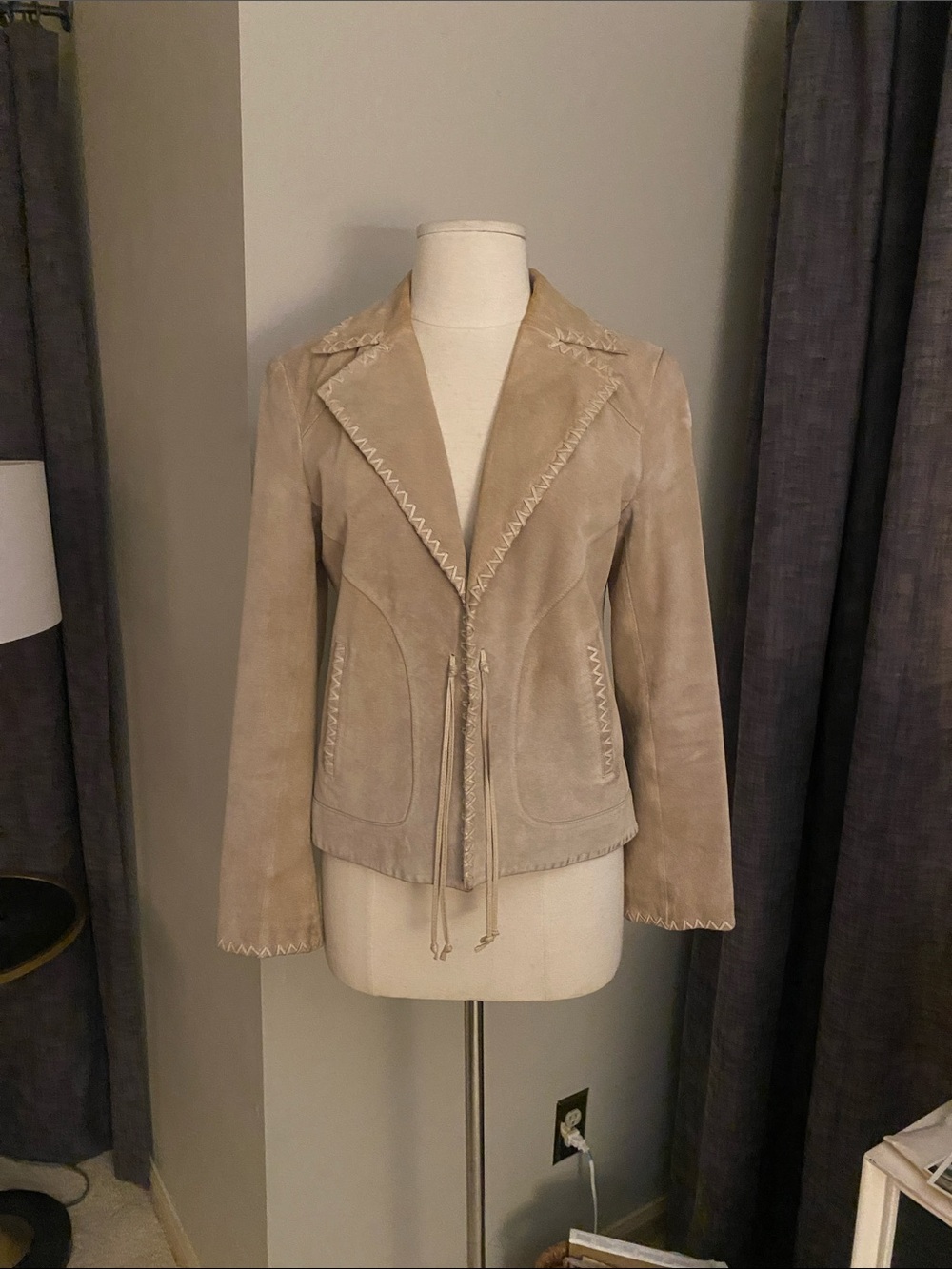 Guess Neutral Taupe Suede Zip Jacket